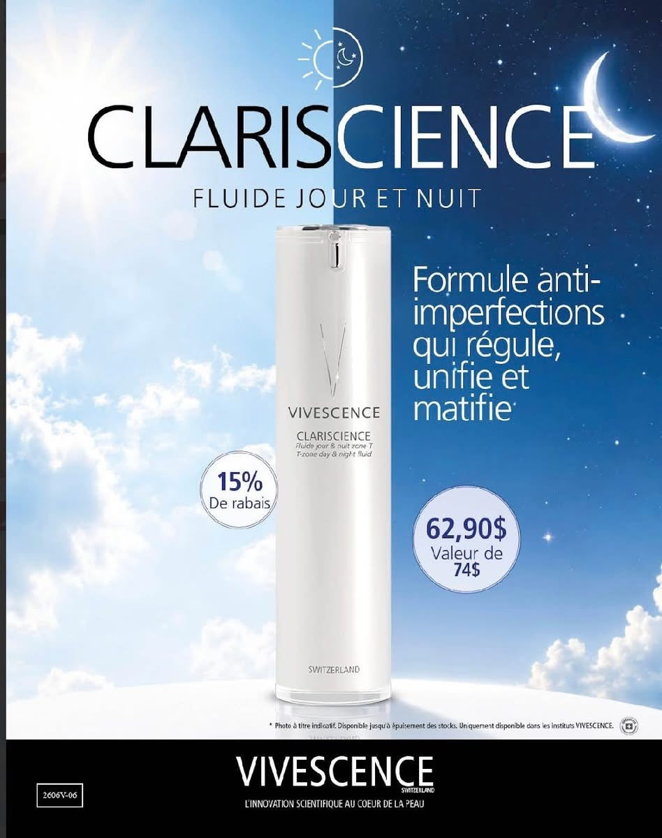 CLARISCIENCE Fluide Jour & Nuit Zone-T – Soin Matifiant Anti-Imperfections
